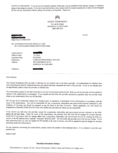 Kaiser Authorization Letter